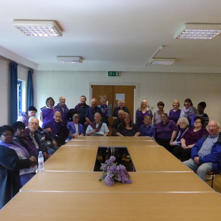 At the AGM in May 2016 wearing purple for Stroke Awareness month 